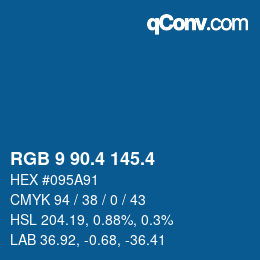 カラーコード: RGB 9 90.4 145.4 | qconv.com