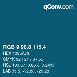 カラーコード: RGB 9 90.8 115.4 | qconv.com