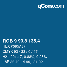 カラーコード: RGB 9 90.8 135.4 | qconv.com