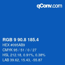 カラーコード: RGB 9 90.8 185.4 | qconv.com