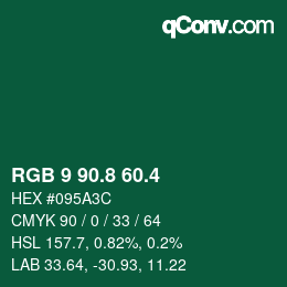 カラーコード: RGB 9 90.8 60.4 | qconv.com