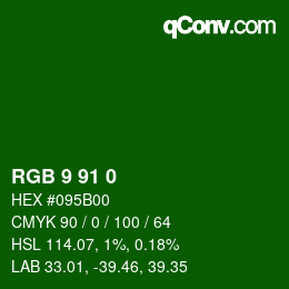 Color code: RGB 9 91 0 | qconv.com