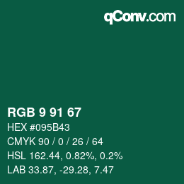 Color code: RGB 9 91 67 | qconv.com