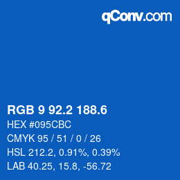 カラーコード: RGB 9 92.2 188.6 | qconv.com
