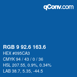 カラーコード: RGB 9 92.6 163.6 | qconv.com
