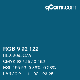 カラーコード: RGB 9 92 122 | qconv.com