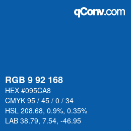 カラーコード: RGB 9 92 168 | qconv.com