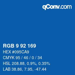 カラーコード: RGB 9 92 169 | qconv.com