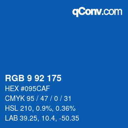 カラーコード: RGB 9 92 175 | qconv.com