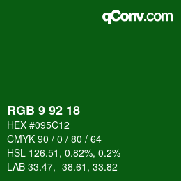 カラーコード: RGB 9 92 18 | qconv.com