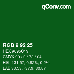 カラーコード: RGB 9 92 25 | qconv.com