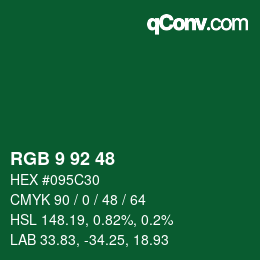 カラーコード: RGB 9 92 48 | qconv.com