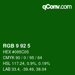 カラーコード: RGB 9 92 5 | qconv.com
