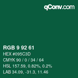 カラーコード: RGB 9 92 61 | qconv.com