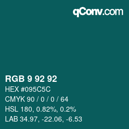 カラーコード: RGB 9 92 92 | qconv.com