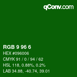 Color code: RGB 9 96 6 | qconv.com