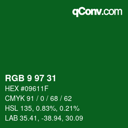 Color code: RGB 9 97 31 | qconv.com