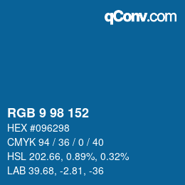 カラーコード: RGB 9 98 152 | qconv.com