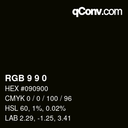 颜色代码: RGB 9 9 0 | qconv.com