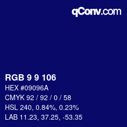カラーコード: RGB 9 9 106 | qconv.com