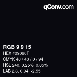 Color code: RGB 9 9 15 | qconv.com