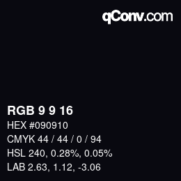 Color code: RGB 9 9 16 | qconv.com