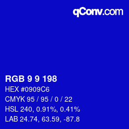 Color code: RGB 9 9 198 | qconv.com
