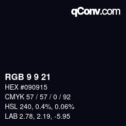 Color code: RGB 9 9 21 | qconv.com