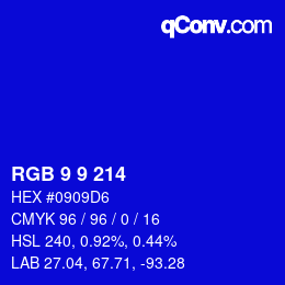カラーコード: RGB 9 9 214 | qconv.com