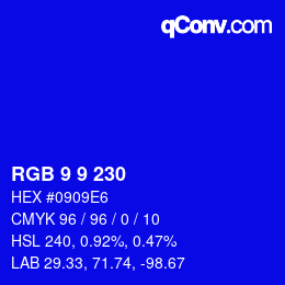 Color code: RGB 9 9 230 | qconv.com