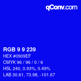 Color code: RGB 9 9 239 | qconv.com