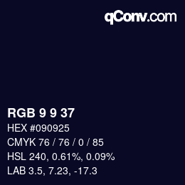 Farbcode: RGB 9 9 37 | qconv.com
