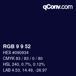 Color code: RGB 9 9 52 | qconv.com
