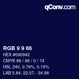 Color code: RGB 9 9 66 | qconv.com