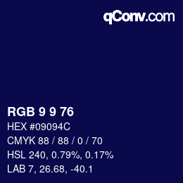 カラーコード: RGB 9 9 76 | qconv.com