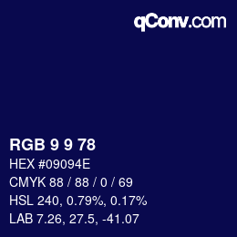 Color code: RGB 9 9 78 | qconv.com