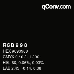 カラーコード: RGB 9 9 8 | qconv.com