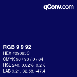 Farbcode: RGB 9 9 92 | qconv.com
