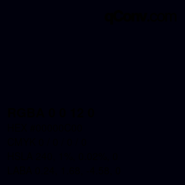 Color code: RGBA 0 0 12 0 | qconv.com