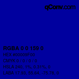 Farbcode: RGBA 0 0 159 0 | qconv.com