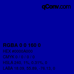 Color code: RGBA 0 0 160 0 | qconv.com
