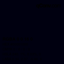 Farbcode: RGBA 0 0 16 0 | qconv.com