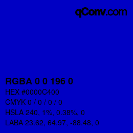 Color code: RGBA 0 0 196 0 | qconv.com