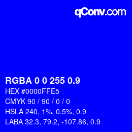 Farbcode: RGBA 0 0 255 0.9 | qconv.com