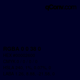 Color code: RGBA 0 0 38 0 | qconv.com