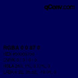 Farbcode: RGBA 0 0 87 0 | qconv.com