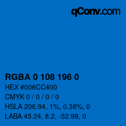 Color code: RGBA 0 108 196 0 | qconv.com