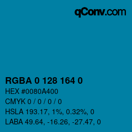 Farbcode: RGBA 0 128 164 0 | qconv.com