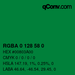 Farbcode: RGBA 0 128 58 0 | qconv.com