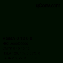 Color code: RGBA 0 13 0 0 | qconv.com